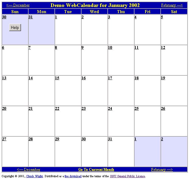 Demo WebCalendar Image